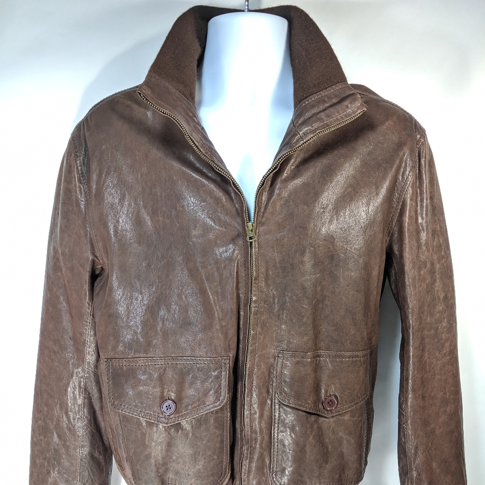 Cockpit USA Bomber Leather Jacket Brown Large